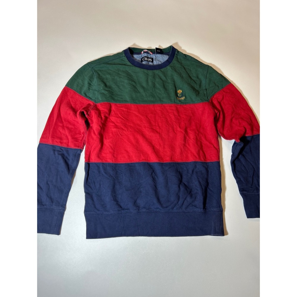 Chaps Sweatshirt Men's Small Multicolor Colorblock Crest Logo Crewneck